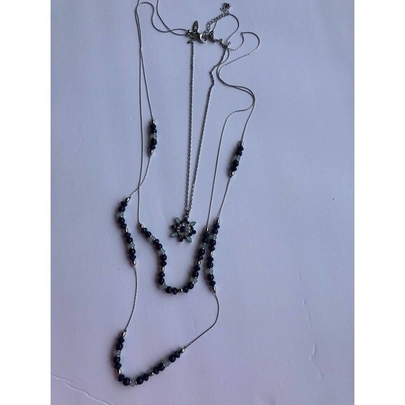 Blue Silver Multi Strand Necklace - Picture 3 of 4
